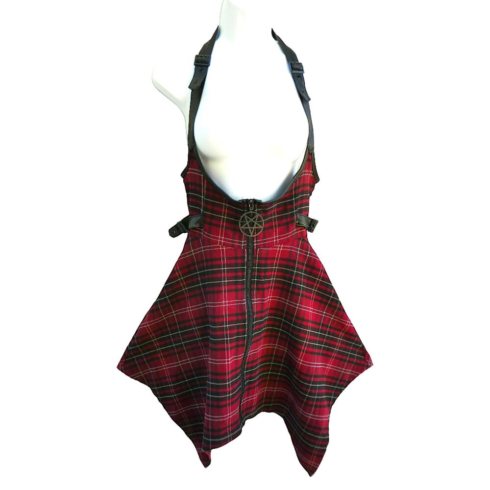 Killstar Dazed & Confused Suspender Skirt Blood Tartan Heartless Faye Pinafore M